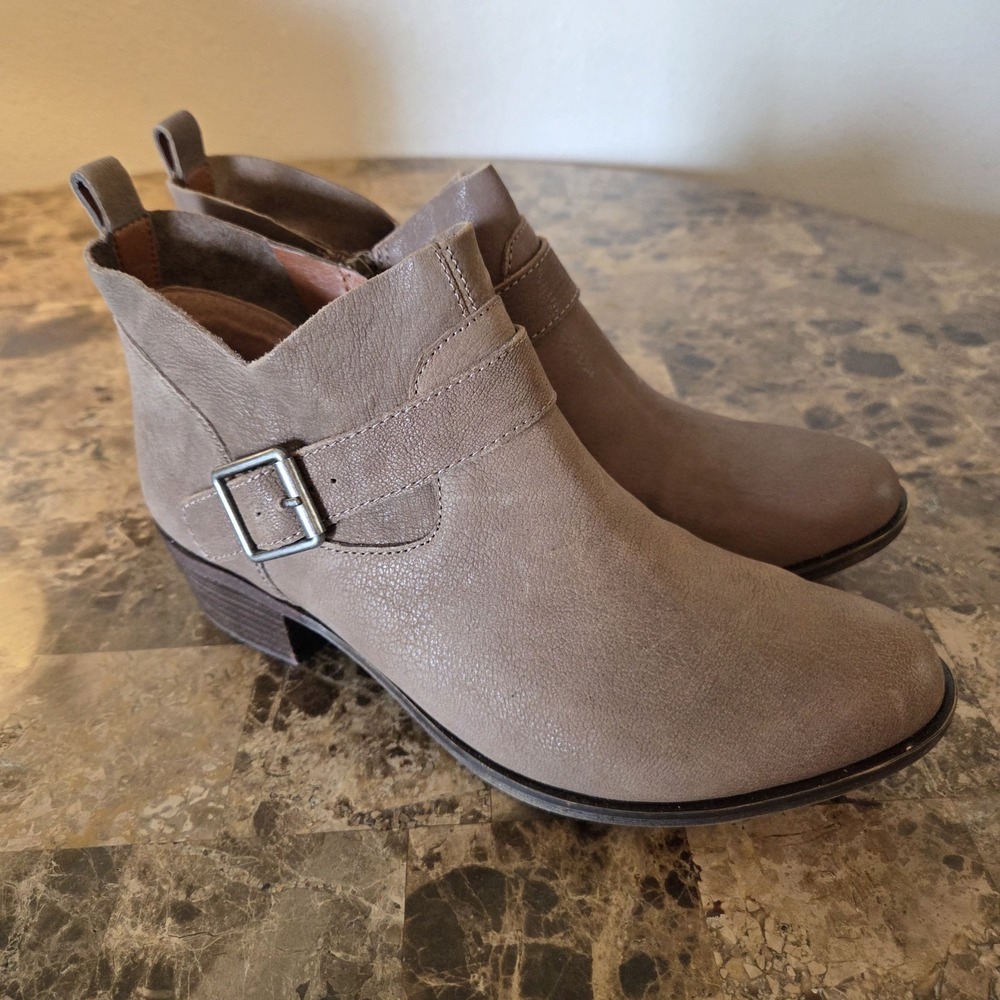Lucky Brand sz 8M brindle silk goat ankle booties boots fall casual western